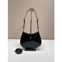 Prada Cleo Shoulder Bag 1BC169 black in patent leather 2023