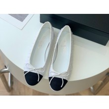 Chanel Tweed & Grosgrain Ballerinas Flat G02819 WHITE/BLACK 2023