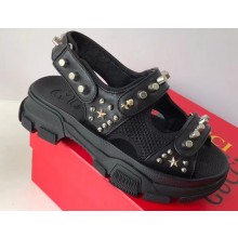 Gucci Leather And Mesh Sandals With Studs 546073 Black 2019