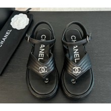Chanel Sandals Lambskin Black G46108 2024