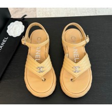 Chanel Sandals Lambskin Beige G46108 2024
