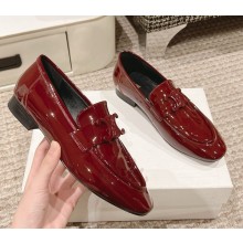 Celine women's patent leather loafers in burgundy 1127-2024