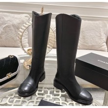 Chanel heel 4cm Calfskin Knight boots in black 1115-2024