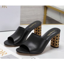 Dior Icon Heeled Slide Black Calfskin heel 8cm 1115-2024