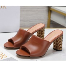 Dior Icon Heeled Slide brown Calfskin heel 8cm 1115-2024