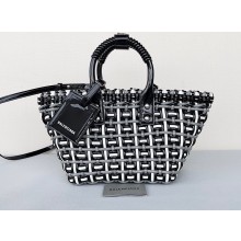 Balenciaga Bistro XS Basket With Strap Shoulder Bag Black/White 2022