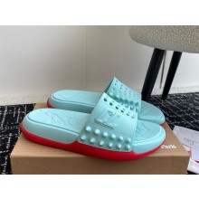 christian louboutin Take It Easy spiked slides blue 2024