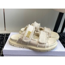 Dior Dioract Slides in ecru Fringed Cotton Canvas 2024