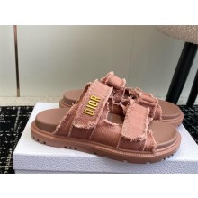 Dior Dioract Slides in pink Fringed Cotton Canvas 2024