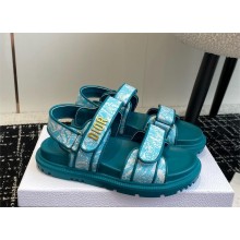 Dior Dioract Sandal in Technical Fabric with Sea Green Allover Butterfly Print 2024