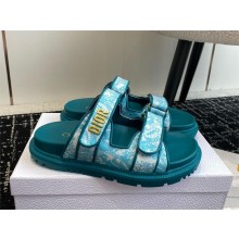 Dior Dioract Slides in Technical Fabric with Sea Green Allover Butterfly Print 2024