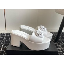 CHANEL Flower Patterns Open Toe Platform mules white 2024