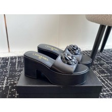CHANEL Flower Patterns Open Toe Platform mules black 2024