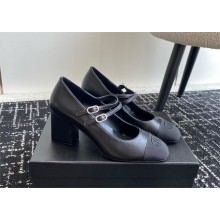 Chanel heel 6.5cm Lambskin & Grosgrain Mary Janes G45696 black 2024 