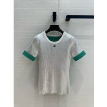 CHANEL Silver, Green & White COTTON T-SHIRT P78706 2025