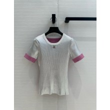 CHANEL Silver, PINK & White COTTON T-SHIRT P78706 2025