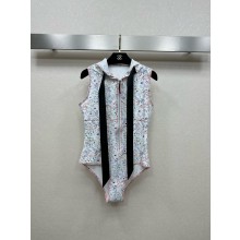 CHANEL Ecru & Multicolor Printed Stretch Jersey & Silk SWIMSUIT P78774 2025