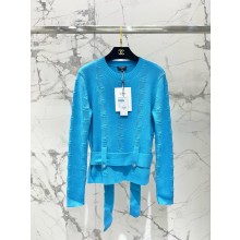 CHANEL LIGHT BLUE Cashmere PULLOVER P78671 2025