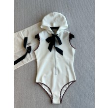 CHANEL White, Black Stretch Jersey & Silk SWIMSUIT P78774 2025