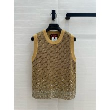 GUCCI Crystals Embroidered Wool GG Jacquard VEST 2024