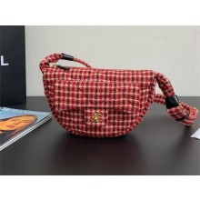 CHANEL Red, White, Beige & Dark Brown Wool Tweed LARGE HOBO BAG AS5052 2024