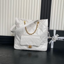 chanel shopping bag in WHITE Shiny Lambskin AS5315 2025