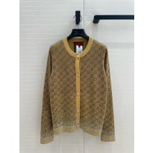 GUCCI Crystals Embroidered Wool GG Jacquard Cardigan 2024