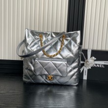chanel shopping bag in SILVER Shiny Lambskin AS5315 2025