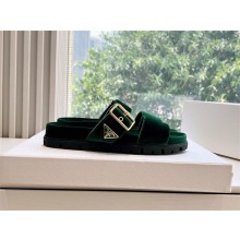 Prada Velvet slides 1XX715 laurel green 2024