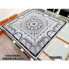 chanel White & Black silk square scarf AAA929 2025