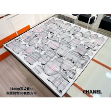 chanel Light Pink, Pink & Black silk square scarf AAA921 2025