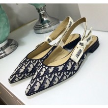 Dior J’Adior Slingback Flat Ballet Pump in Oblique Canvas Blue 2018