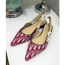 Dior J’Adior Slingback Flat Ballet Pump in Oblique Canvas Red 2018