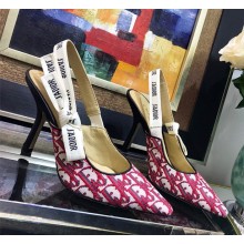 Dior J’Adior Slingback Heel 95mm Pump in Oblique Canvas Red 2018