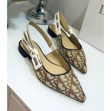 Dior J’Adior Slingback Flat Ballet Pump in Oblique Canvas Coffee Brown 2018