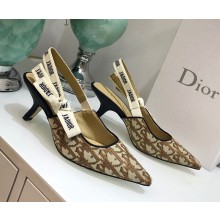 Dior J’Adior Slingback Heel 65mm Pump in Oblique Canvas Coffee Brown 2018