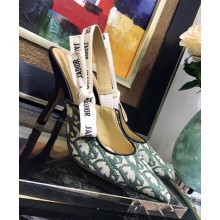 Dior J’Adior Slingback Heel 95mm Pump in Oblique Canvas Green 2018