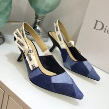 Dior J’Adior Heel 65MM Slingback Pump in Denim Patchwork 2018