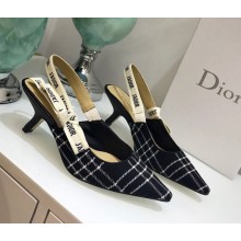 Dior J’Adior Slingback Heel 65MM Pump in Tartan Fabric Black/White 2018