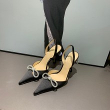 Mach & Mach 9cm heel Women's Black Satin Double Bow Pumps 