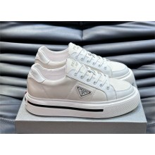 Prada Men's Macro Re-Nylon & Brushed Leather white Low Top Sneakers 2024