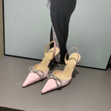 Mach & Mach 9cm heel Women's pink Satin Double Bow Pumps 