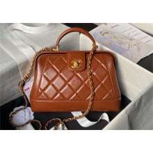 CHANEL Shiny Lambskin & Gold-Tone Metal caramel Small Bag with Top Handle AS4959 2024