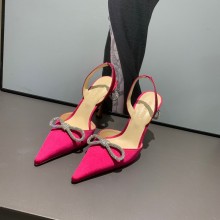 Mach & Mach 9cm heel Women's rouge Satin Double Bow Pumps 