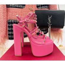 Valentino Garavani Rockstud platform leather sandals 155mm pink 2023