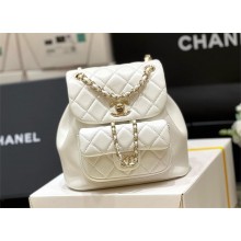 chanel mini sheepskin duma backpack AS2908 WHITE 2024(ORIGINAL QUALITY)