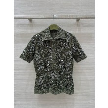 GUCCI GRAY Tweed blend polo top 2025