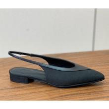 Loro Piana Rebecca Slingbacks in Cotton and Leather black  2024
