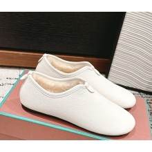 Loro Piana Floaty Flat in Frosted calf leather with shearling 1104-01-2024