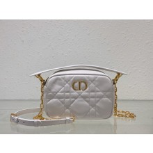 Dior small Caro Top Handle Camera Bag in white Calfskin 2024